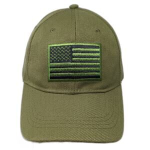 U.S. Flag Strapback Baseball Cap Green One Size Adjustable Embroidered KYS